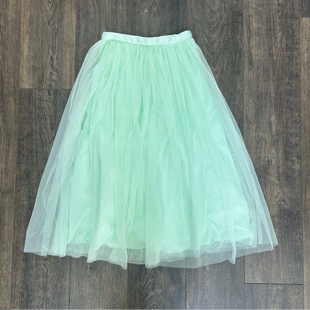 Mint Green Tulle Midi Skirt